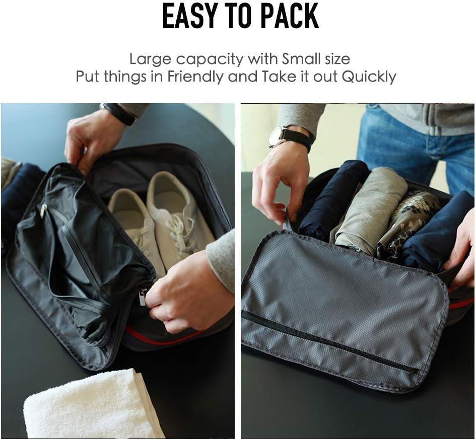 15L Compression Packing Cube Large Travel Organizer (Black Red / 15L)