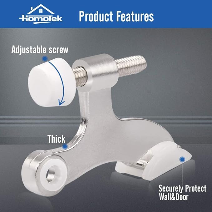HOMOTEK 24 Pack Hinge Pin Satin Nickel Door Stopper, Adjustable Deluxe Heavy - Image 2