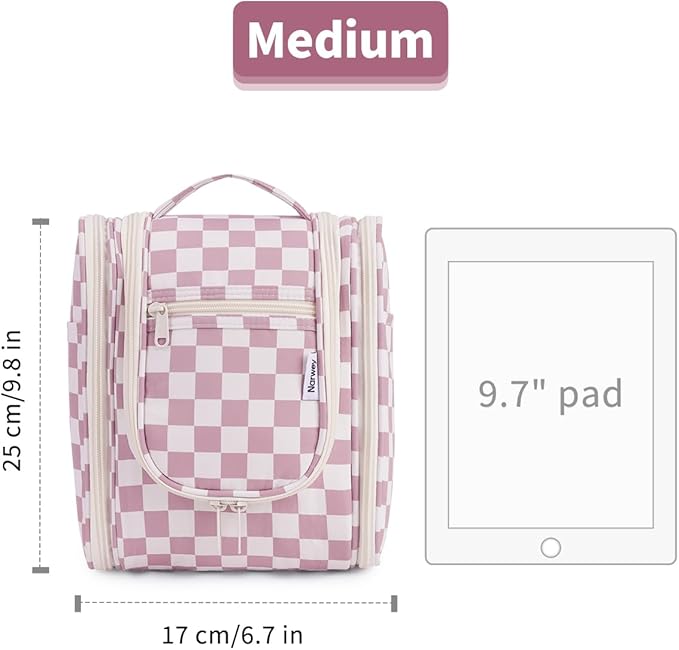 Narwey Small Checkered Hanging Travel Toiletry Bag - Image 8