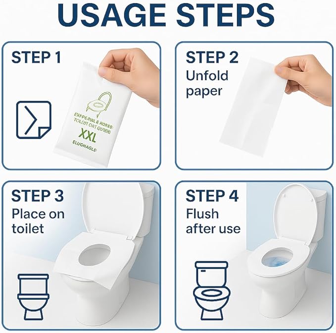 Individually Wrapped XXL Toilet Seat Covers Disposable Flushable - Image 7