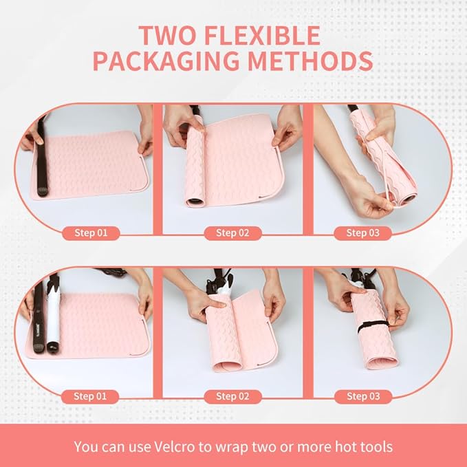 Oversize Large Silicone Heat Resistant Mat, 13.19" x 10.24" Professional Heat Mat for Curling Iron, Portable Vanity Decor Makeup Mat Cover for Travel Vanity Salon (Orange)