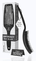 Curved Vented for Blow Drying - Boar Bristle Brush (Medium) with Comfortable Handle - Soft Bristle Brush for Thick and Fine Hair - Natural Boar Bristles for Women, Men & Kids - Black