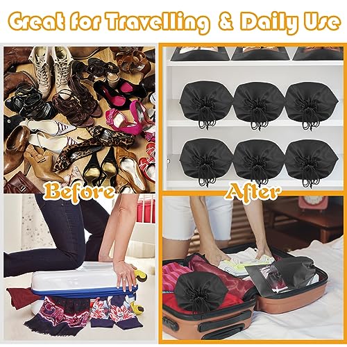 Black Travel Shoe Bags (Black / 10 Pack)