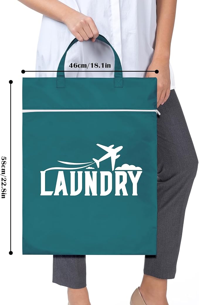 2 Pcs Large Travel Laundry Bag Washable Waterproof Wet Bag Dirty Clothes Bag - Image 7
