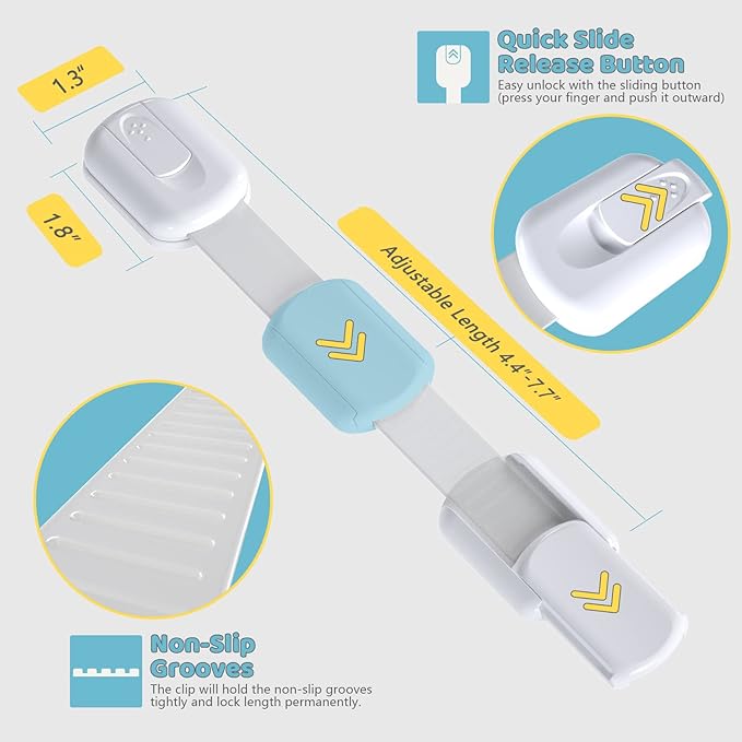 4our Kiddies 10 Pack Baby Proof Cabinet Latches, Childproof Drawer Latches - Image 4