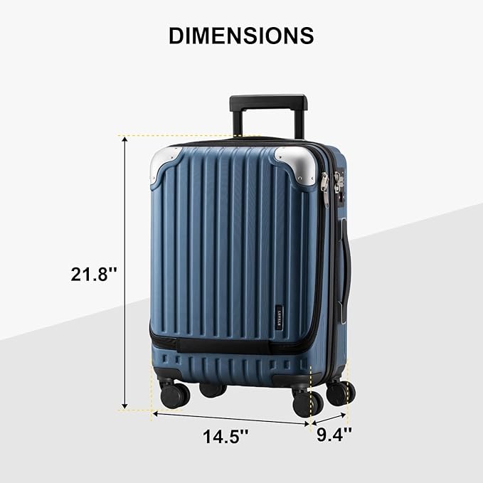 LEVEL8 Grace Carry on Luggage 22x14x9 Airline Approved, 20 Inch Hard Shell - Image 8