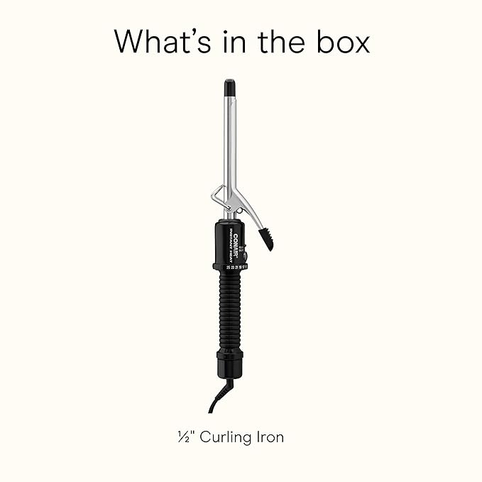 Conair Instant Heat ½ Inch Curling Iron, ½-Inch Barrel Hair Curler Produces Tight Curls, 25 Heat Settings, Dual Voltage, For Use on All Hair Lengths, Black