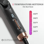 Hahahope Hair Straightener and Curler 2-in-1, 360° Airflow Styler Curling Iron, 1.25 Inch Curling Wand, 20 Million Negative Ion Hair Care, 5 Temps & Auto Off, Dual Voltage (Black)