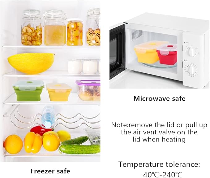 Set of 4 Collapsible Foldable Silicone Food Storage Container, Leftover Meal Box - Image 6