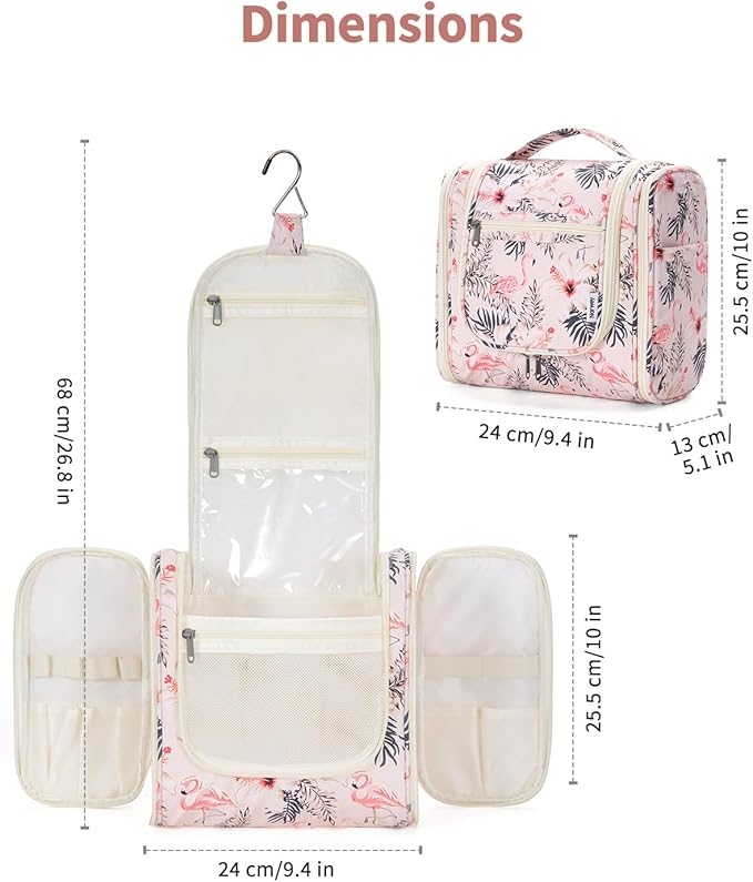 Narwey Hanging Toiletry Bag for Women Travel Makeup Bag Organizer Toiletries - Image 5