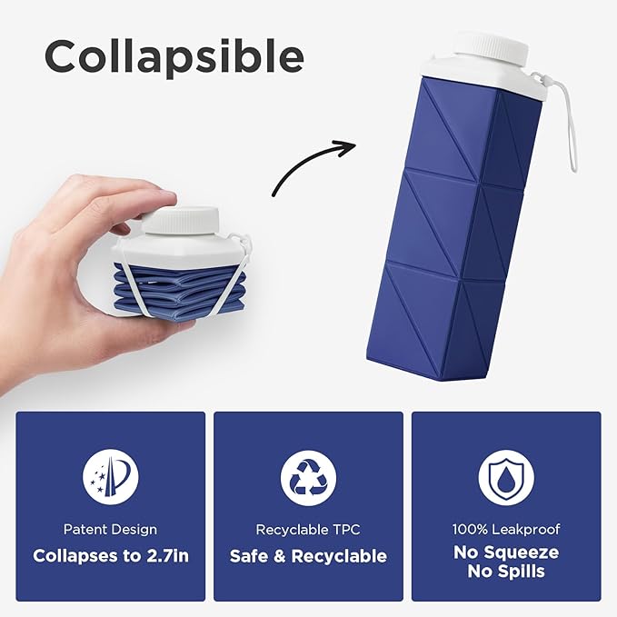 POMKAKA Collapsible Water Bottles 24.3oz, 2nd Generation Leakproof BPA-Free - Image 4