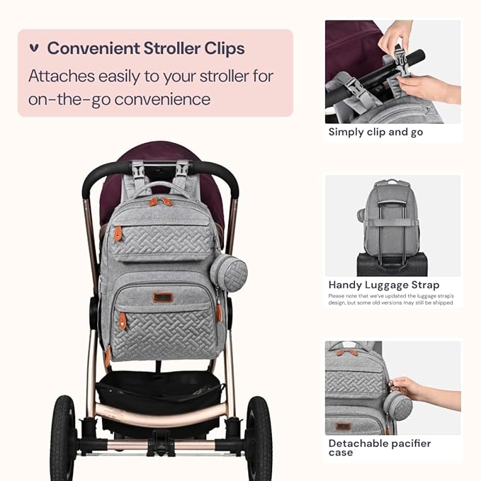 BabbleRoo Diaper Bag Backpack, Travel Backpack - Image 6