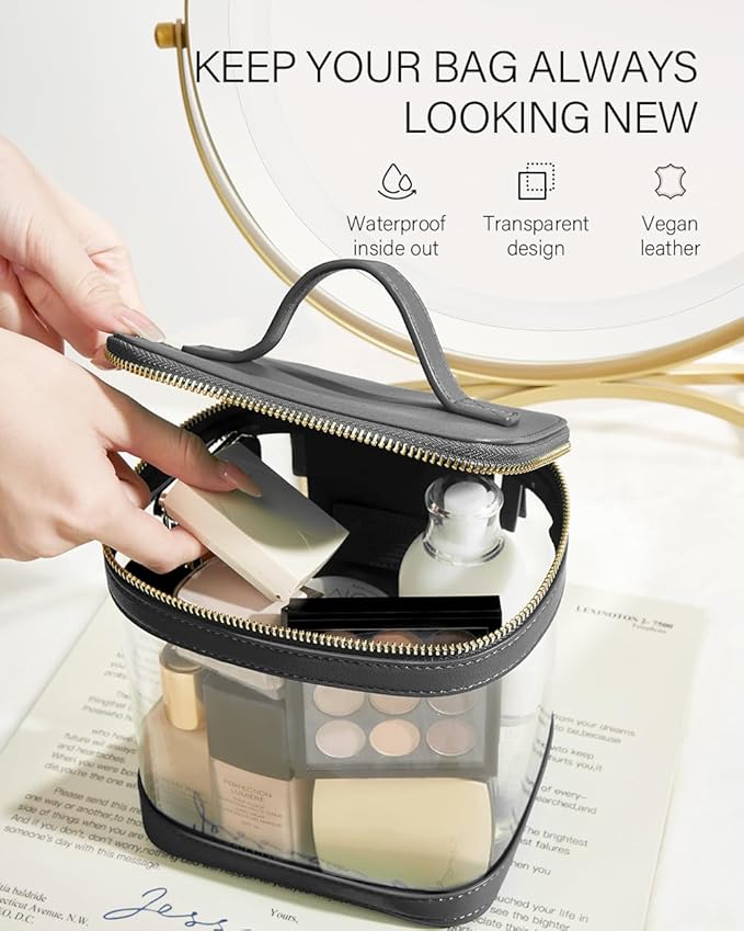 ROWNYEON Clear Makeup Case Toiletry Bag Multipurpose Travel Makeup Train Case - Image 6