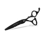 Purple Dragon Professional Japan 440C Hair Salon Cutting Shear and Barber Thinning Scissor Hairdressing Shear Set with Bag (Black, 6 Inch)