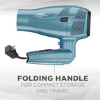 Conair Cord-Keeper Dryer with Folding Handle and Retractable Cord,1875W Travel Hair Dryer,Ionic Technology,Teal,(Pack of 4)