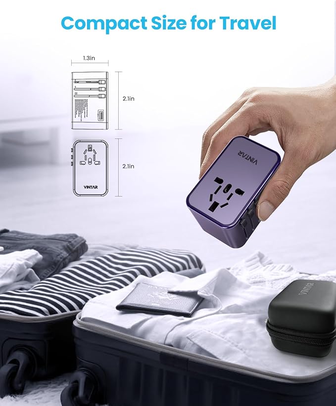Universal Travel Adapter, VINTAR 75W GaN International Power Adapter - Image 5
