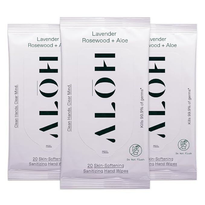 ALŌH Lavender Rosewood + Aloe Sanitizing Hand Wipes by AL%C5%8CH