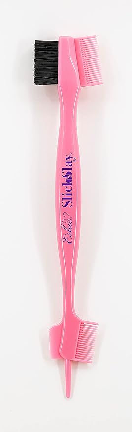 Esha Girl Professional Slick N Slay 5-IN-1 Edge Brush - PACK OF 12 – Gentle Hair Brush Styling Tool, Double Sided Hair Brush, Pintail, Spatula, Wide & Narrow Fine Toothed Combs