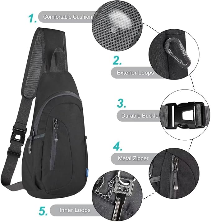 TITECOUGO Small Sling Bag, Lightweight Crossbody Backpack - Image 5