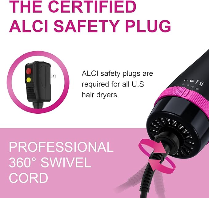 Blow Dryer Brush in One and Styler Volumizer Professional 4 in 1 Hot Negative Ion Anti-Frizz Blowout Hair Dryer Brush for Mothers Day Gifts for Mom