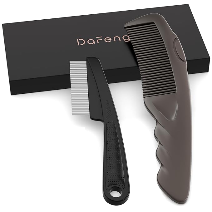 2PC Dandruff Comb Fine Tooth Scalp Detox Comb Lice Stainless Steel Scalp Detoxing Hair Brush Tool Hair Care for Women, Men & Kids (Brown)