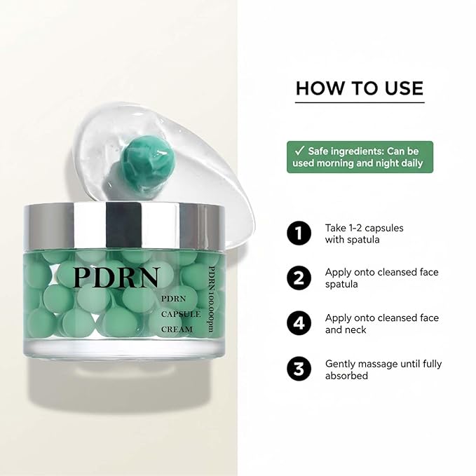 Salmon DNA PDRN Collagen Capsule Serum Cream, Anti-Aging Firming Hydrating with Pink Peptide, Face Care for All Skin Types, 1.7 Oz