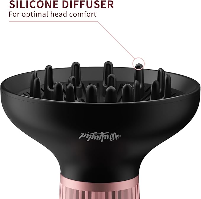 Diffuser Hair Dryer for Curly Hair with Ceramic Technology, Lightweight Elegance, 2-in-1, Gifts for Her, Reduces Frizz, Enhances Curls, Volumizes, Portable Hair Dryer, ALCI Safety Plug