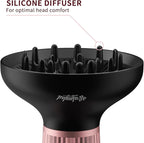 Diffuser Hair Dryer for Curly Hair with Ceramic Technology, Lightweight Elegance, 2-in-1, Gifts for Her, Reduces Frizz, Enhances Curls, Volumizes, Portable Hair Dryer, ALCI Safety Plug