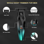 2-in-1 Professional Hair Clippers Set,Cordless Hair Clippers and T-Blade Trimmer Kit for Men,LCD Display,USB Rechargeable,Adjustable Guards,Waterproof,Beard & Body Grooming Kit (Green)