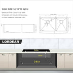 Lordear 36 Inch Double Bowl Farmhouse Kitchen Sink 36"x20-3/4"x10" Double Basin - Image 5
