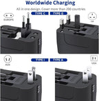 Universal Travel Adapter with 3.0A PD USB-C & QC USB-A Ports, Fast Charging - Image 3
