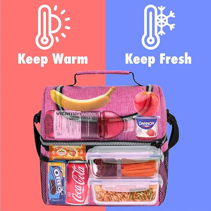 OPUX Lunch Box For Women, Insulated Large Lunch Bag Adult Work, Double Decker - Image 2