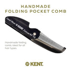 Kent 87T Black Graphite Handmade Folding Pocket Comb for Men, Fine Tooth Hair Comb Straightener for Everyday Grooming Styling Hair, Beard or Mustache, Saw Cut Hand Polished, Made in England (3 Pack)
