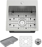 Small Kitchen Sink, 15x15 Inch Bar Sink Stainless Steel Drop In Small Kitchen by FAUENPEEY