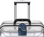 2PC Dark Blue Marble Luggage Tags Leather Suitcase Tag Privacy Name ID Card - Image 5