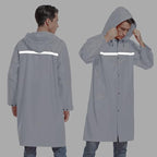 Mens Long Hooded Safety Rain Jacket Waterproof Emergency Raincoat Poncho - Image 2