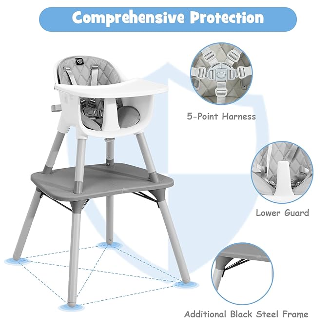 BABY JOY High Chair, 5 in 1 Convertible Highchair - Image 3