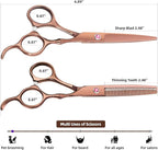 Professional Hair Cutting Scissors Sets Stainless Steel Barber Hairdressing Scissors Multifunctional Salon Thinning Scissors Straight Shears Tools Gifts for Mom Dad and Friends (Brown)