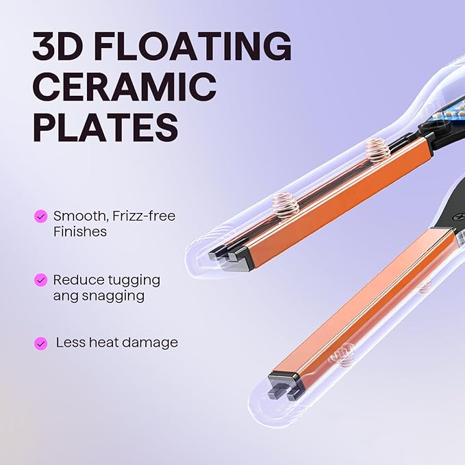 Wavytalk Pencil Flat Iron, 3/10" Small Iron for Short Hair, Pixie Cut and Bangs, Tiny Beard Straightener with Dual Voltage & Adjustable Temp, Mini Hair Edges Heating Up in 15s