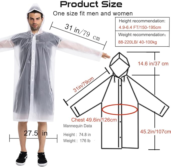 Rain Coats - Reusable EVA Rain Ponchos - Image 3