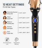 Titanium 2 Inch Curling Iron，Extra-Long Barrel for Long Hair, Curling Iron 2 Inch with Dual PTC Heater, 12 Heat Settings Big Barrel Curling Irons, 60 Mins Auto-Off & Dual Voltage