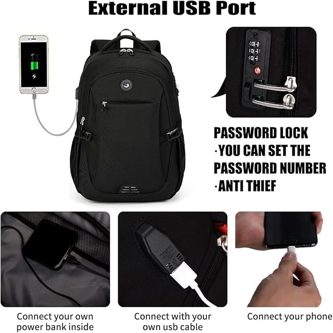 SHRRADOO Anti Theft Laptop Backpack Travel Backpacks - Image 3