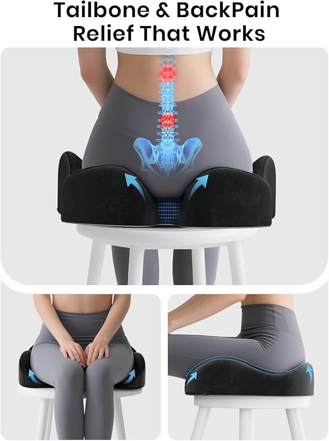 Benazcap Ergonomic Seat Cushion -Large Memory Foam Office Chair Cushion Seat Pad - Image 5