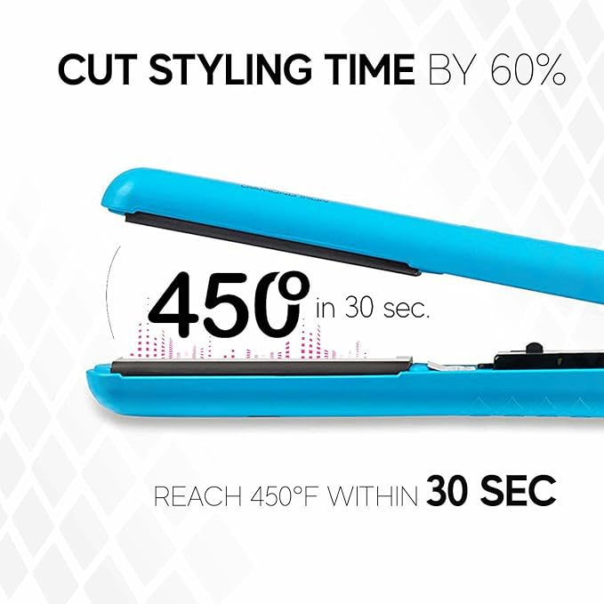 Brilliance New York - 1.25 Inch Diamond Ceramic Flat Iron - Frizz-Free and Anti-Static Ionic Plates - Dual Voltage Flat Iron for Travel