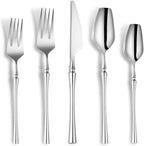 20-Piece Silverware Set for 4, Modern 18/10 Stainless Steel Flatware Set by Lemeya