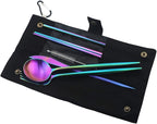 Gugrida Luxury Rainbow Matte Portable 18/10 Stainless Steel Travel Flatware - Image 6