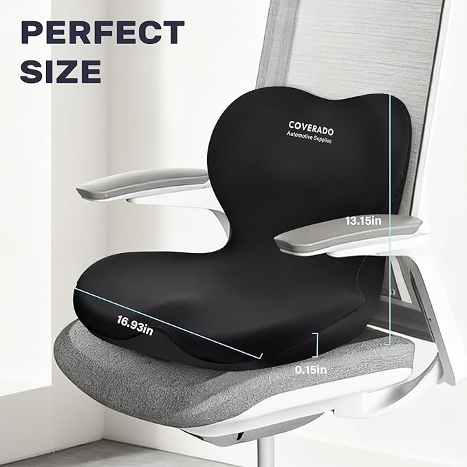 Coverado Car Seat Cushion and Lumbar Support Pillow One Piece, Memory Foam - Image 8