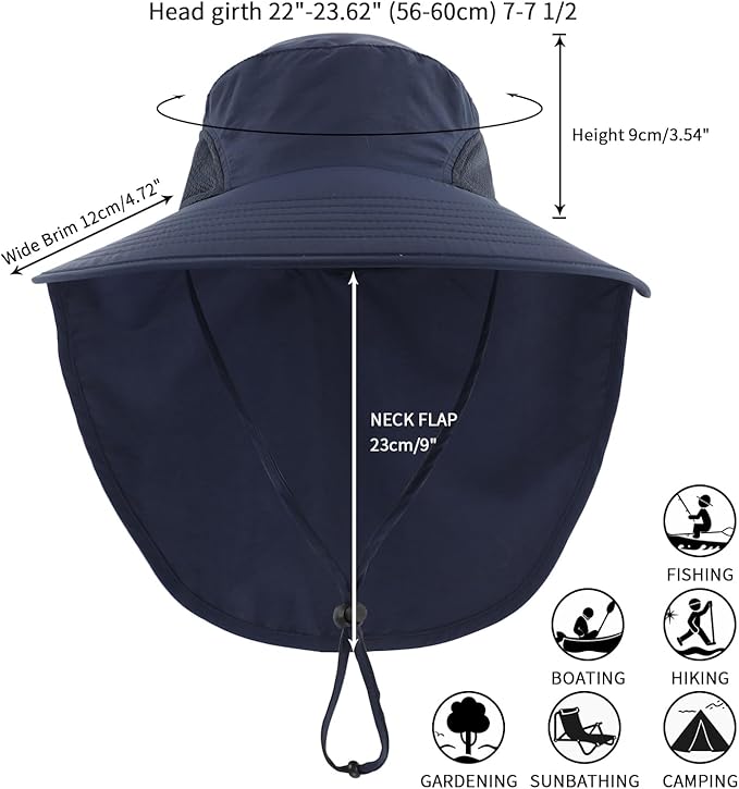 Home Prefer Outdoor UPF50+ Sun Hat Wide Brim Mesh Fishing Hat - Image 2