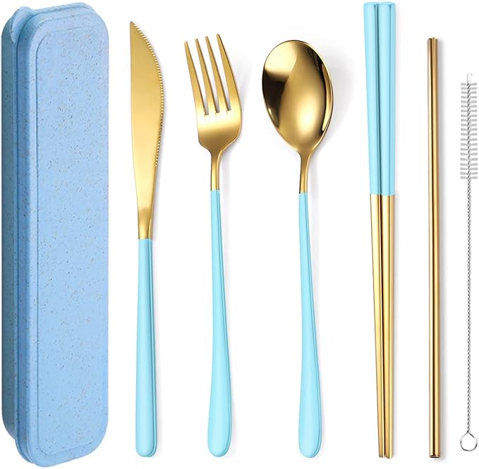 AARAINBOW 6 Pieces 18/8 Stainless Steel Flatware Set Portable Reusable Cutlery by AARAINBOW
