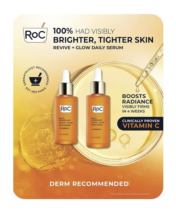 RoC Multi Correxion Revive and Glow Daily Vitamin C Serum Set, 1.0 FL OZ and 1.7 FL OZ Set, 2.7 FL OZ Total